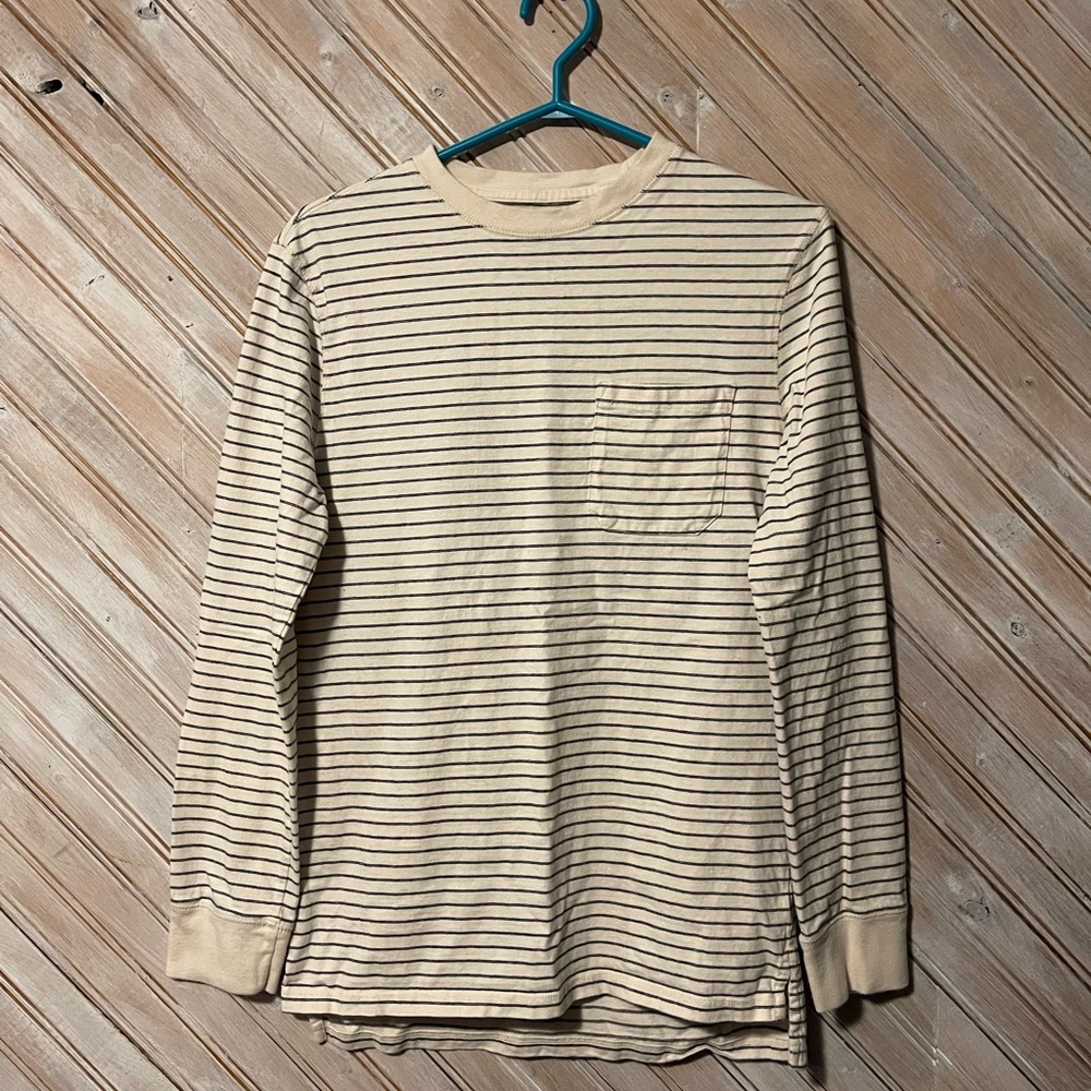 Goodfellow & Co Cream and Black Long Sleeve Tee